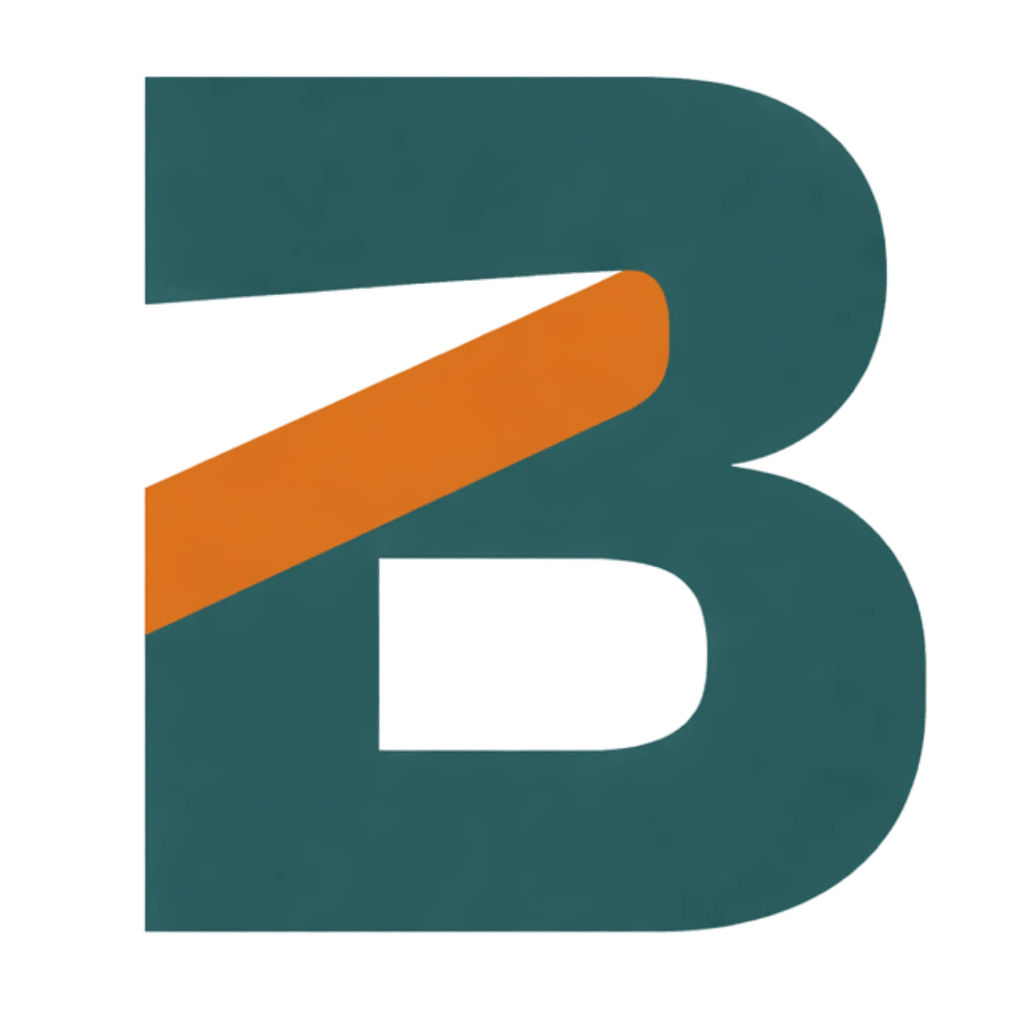 A minimalist logo featuring a large teal-colored capital letter 