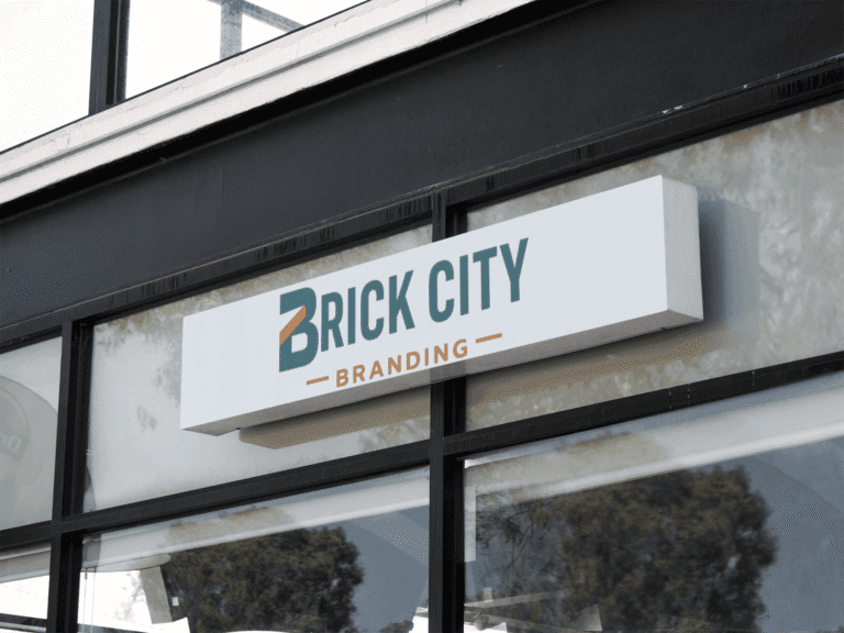 A horizontal white rectangular outdoor sign for 