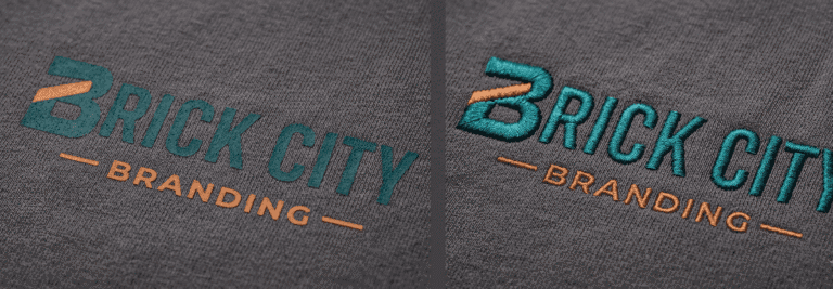 Side-by-side comparison of a teal and orange 