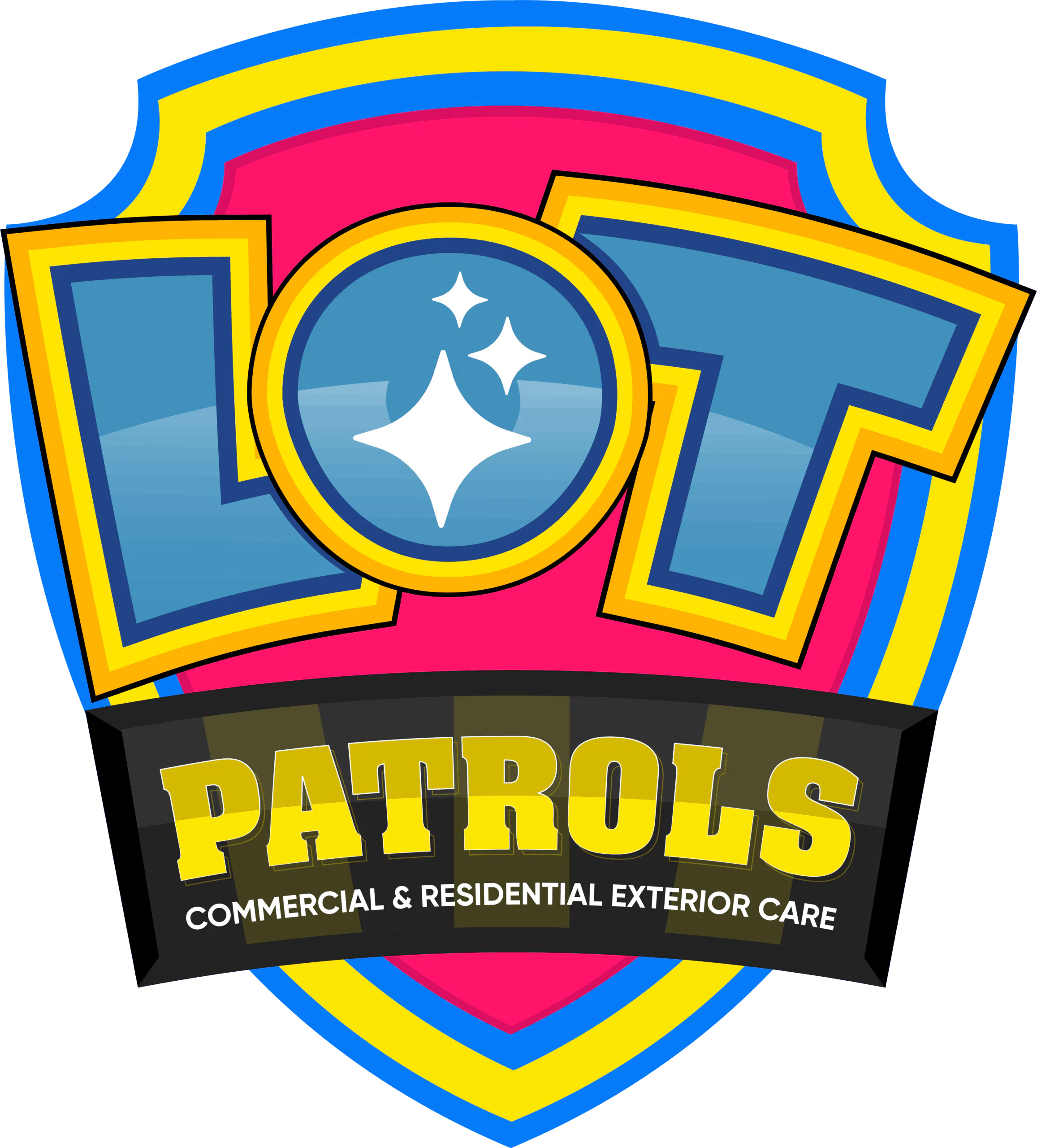 A colorful shield-shaped logo for 